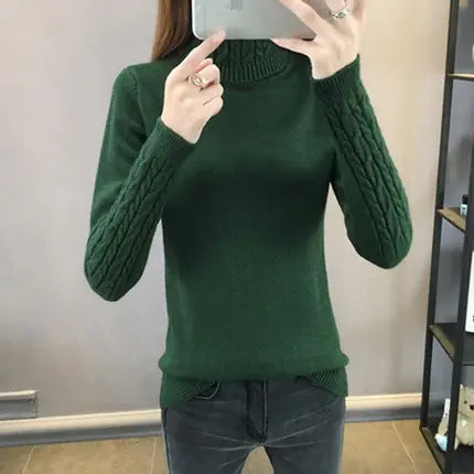Women's Wool High Neck Fashion Sweater - Slim Fit, Long Sleeves | Winter Warmth