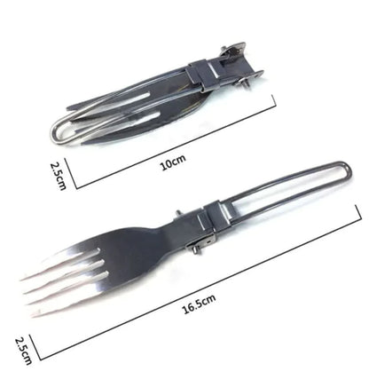 Camping Foldable Cutlery Set - Portable Stainless Steel Utensils for Outdoor Dining | Travel Tableware