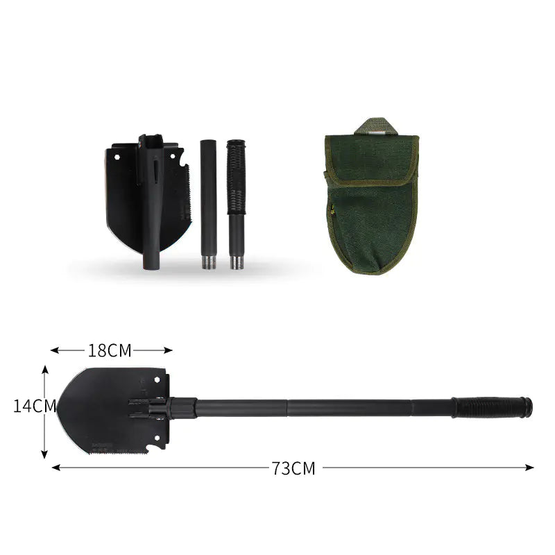 Multifunctional Folding Shovel - Tactical Survival Tool with Knife, Saw & Fire Starter | Camping Gear