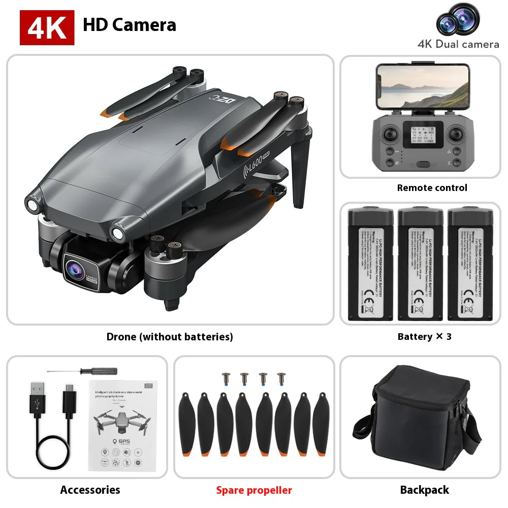 L600 PRO MAX Drone - 4K HD Camera with GPS Smart Return & Laser Obstacle Avoidance | Aerial Photography