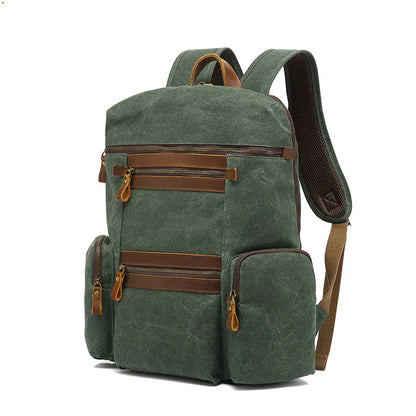 Waxed Canvas Waterproof Travel Laptop Bag - 20-35L Computer Backpack with Soft Cotton Lining