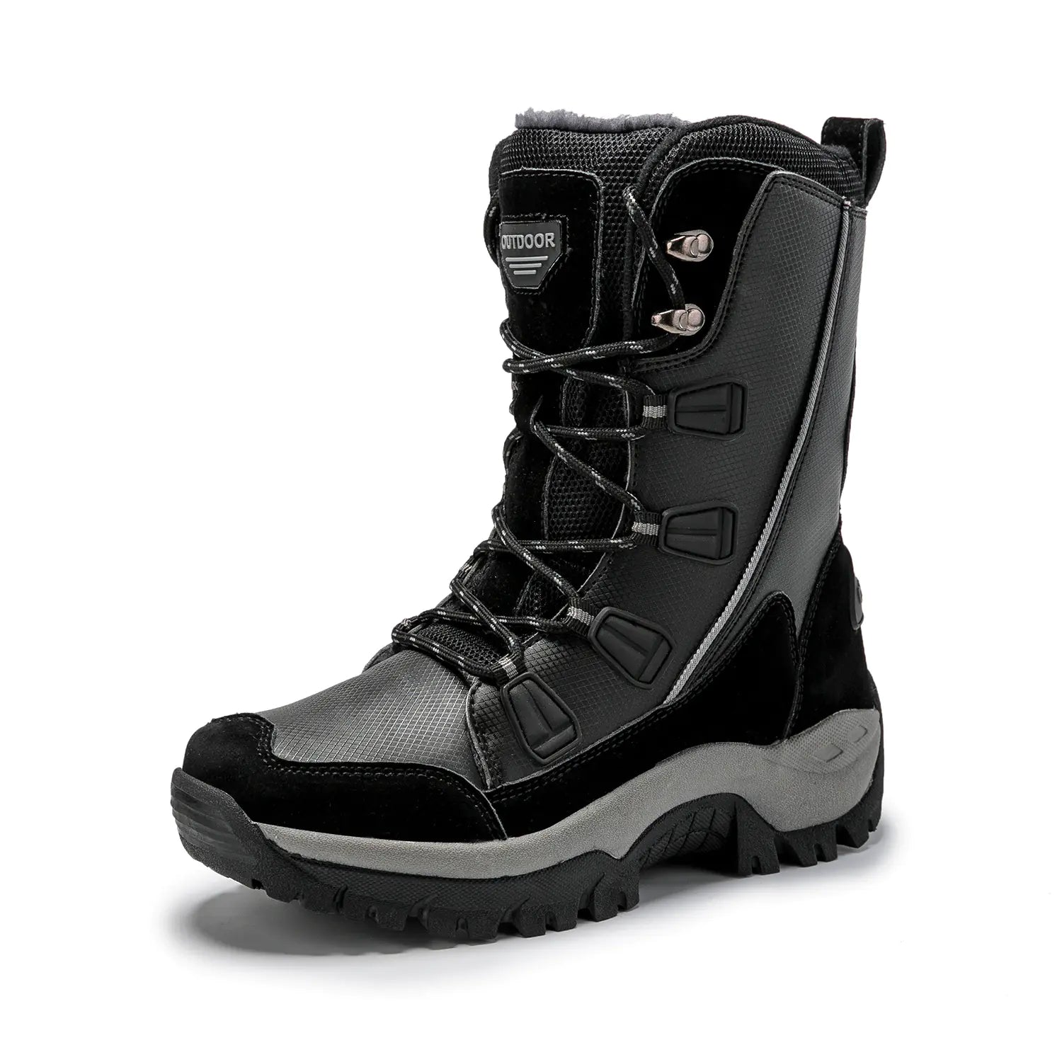 Women's Fleece-Lined Snow Boots - Warm Leather Winter Boots for Outdoor Activities