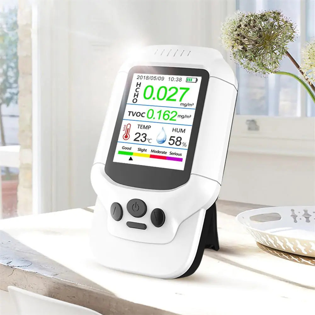 Professional Air Quality Monitor for PM2.5 and HCHO - Digital Formaldehyde Detector with LCD Display