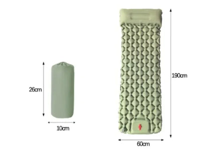 Outdoor Camping Press Inflatable Sleeping Pad - Lightweight Mat with Built-In Pillow