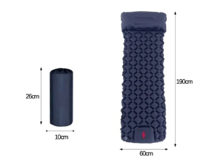 Outdoor Camping Press Inflatable Sleeping Pad - Lightweight Mat with Built-In Pillow