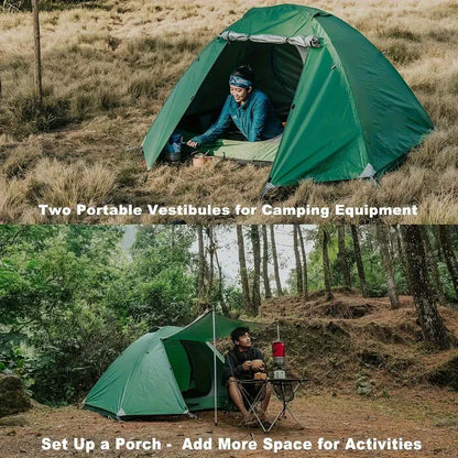 Ultralight 2-Person Waterproof Camping Tent - Double Layer Backpacking Tent with Vestibules