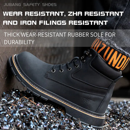 Men's Waterproof Steel-Toe Winter Plush Safety Boots