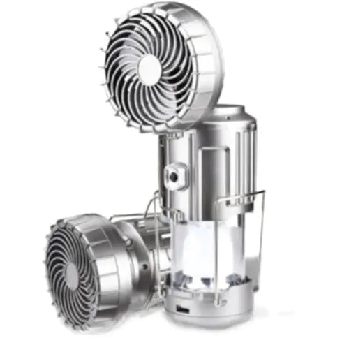 Solar Camping Lantern Fan - 2-in-1 Rechargeable LED Light with Cooling Fan