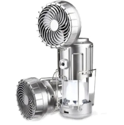 Solar Camping Lantern Fan - 2-in-1 Rechargeable LED Light with Cooling Fan