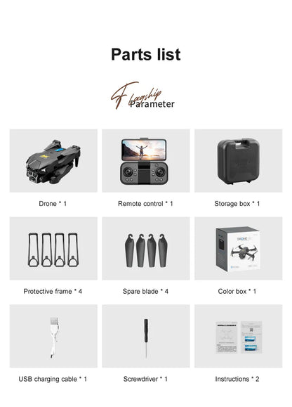 UAV Three Camera HD Drone - Optical Flow Positioning with Obstacle Avoidance | Orange & Black