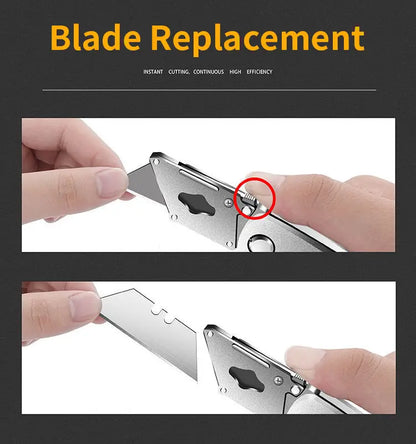 Heavy Duty All-Steel OUDISI Utility Knife for Electricians - SK5 Blade Aluminum Alloy Handle