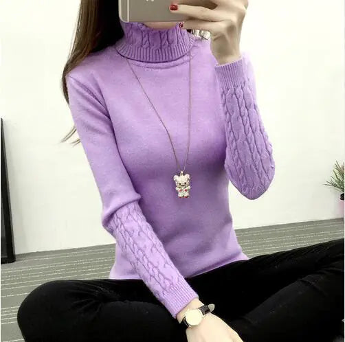 Women's Wool High Neck Fashion Sweater - Slim Fit, Long Sleeves | Winter Warmth