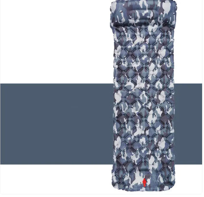 Outdoor Camping Press Inflatable Sleeping Pad - Lightweight Mat with Built-In Pillow