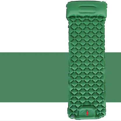 Outdoor Camping Press Inflatable Sleeping Pad - Lightweight Mat with Built-In Pillow
