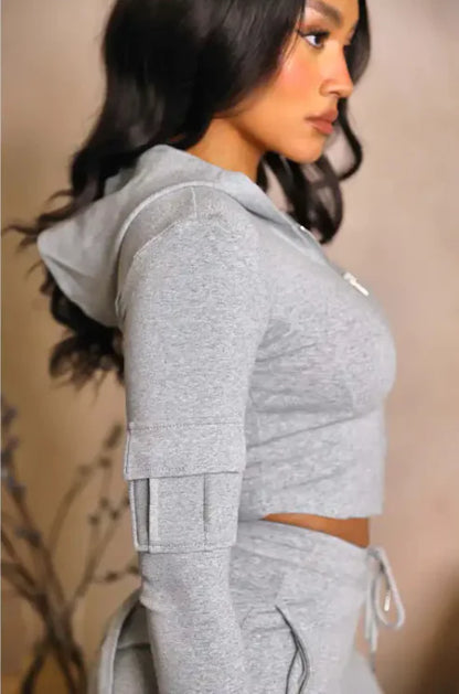 High-Waist Utility Cargo Pants for Women - Wide Leg Multi-Pocket Drawstring Pants