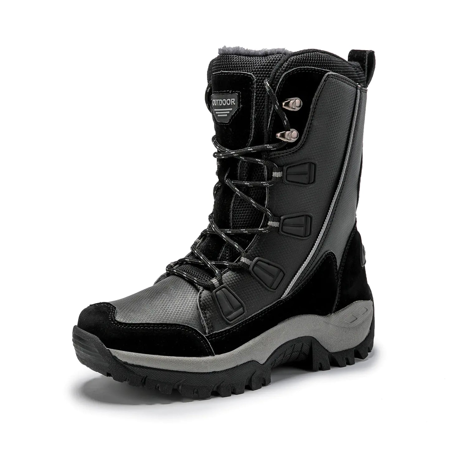 Women's Fleece-Lined Snow Boots - Warm Leather Winter Boots for Outdoor Activities