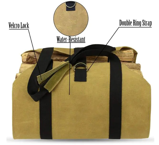 Outdoor Firewood Tote Bag - Durable 600D Oxford Canvas Storage Carrier for Camping & Home
