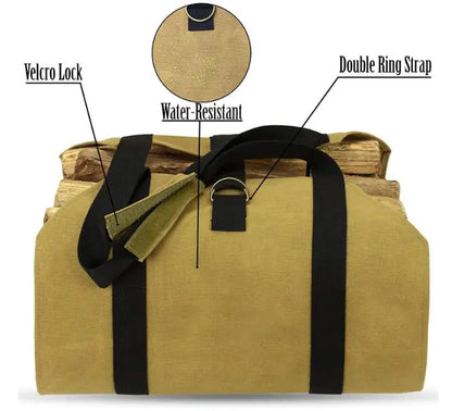 Outdoor Firewood Tote Bag - Durable 600D Oxford Canvas Storage Carrier for Camping & Home