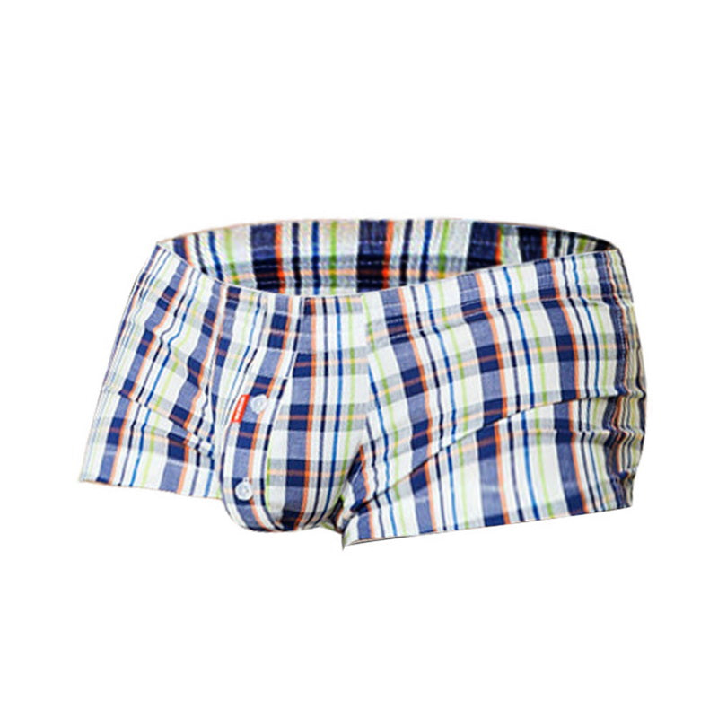 Men's Cotton Low Waist Casual Sleep Shorts (Plaid)