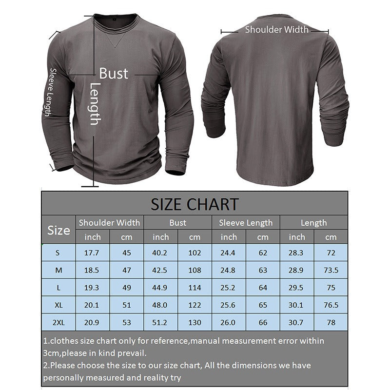 Men's Long Sleeve Cotton T-Shirt - Soft Combed Crew Neck | Casual Everyday Wear