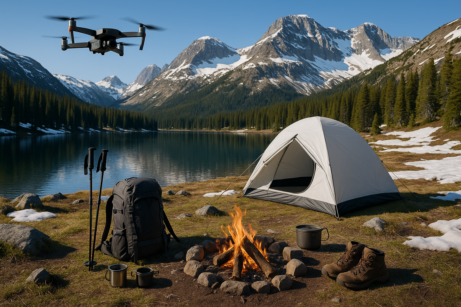 Alpine Camping Gear Scene