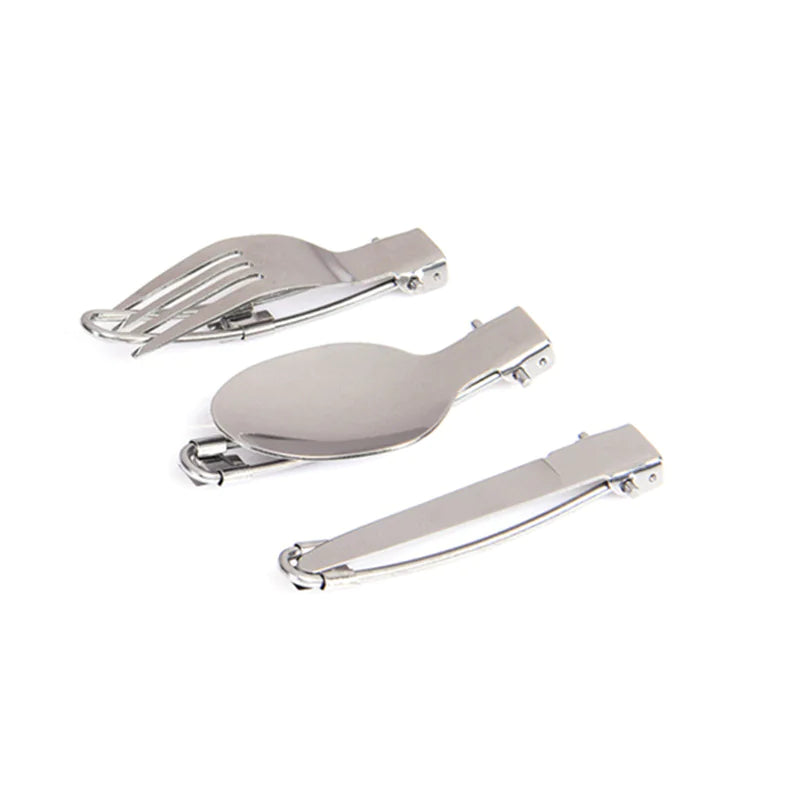 Camping Foldable Cutlery Set - Portable Stainless Steel Utensils for Outdoor Dining | Travel Tableware