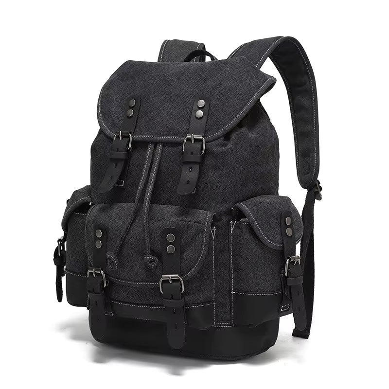 Waxed Canvas Leather Backpack — Retro Heritage Rucksack | Travel & Adventure Pack