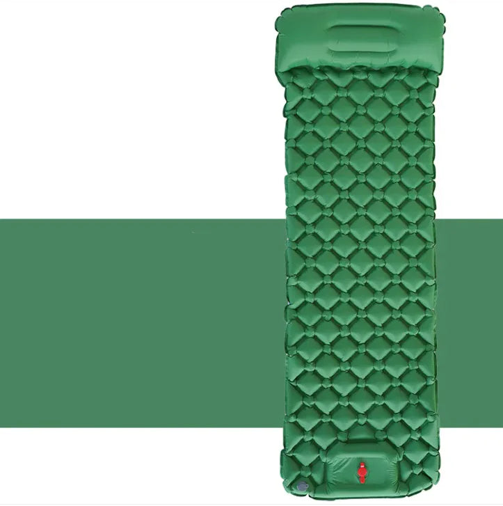 Outdoor Camping Press Inflatable Sleeping Pad - Lightweight Mat with Built-In Pillow