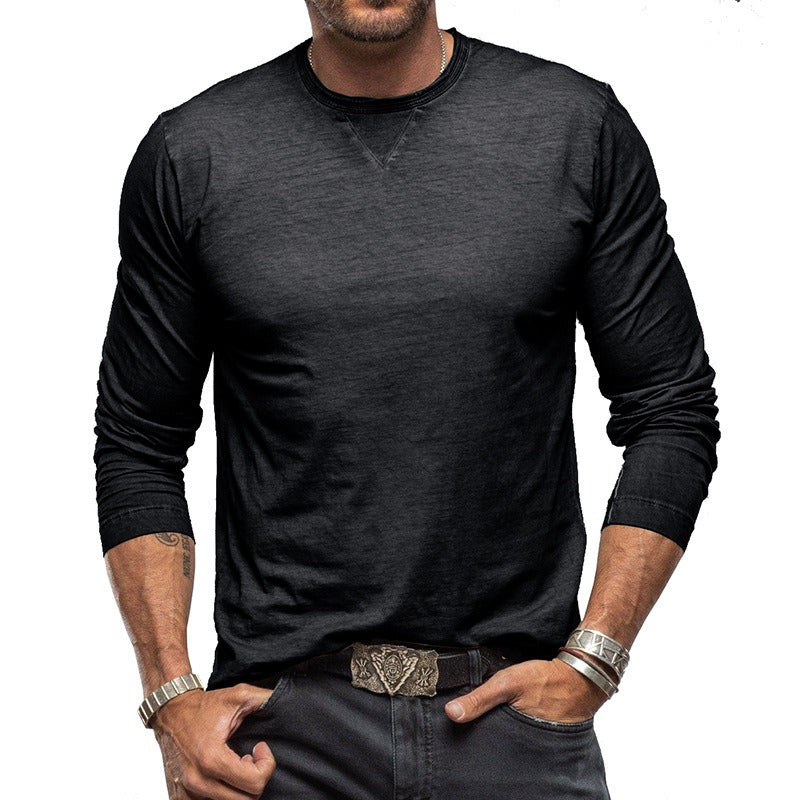 Men's Long Sleeve Cotton T-Shirt - Soft Combed Crew Neck | Casual Everyday Wear