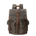 Men's Waxed Canvas Backpack — Vintage Leather Trim Waterproof | Travel & Hiking