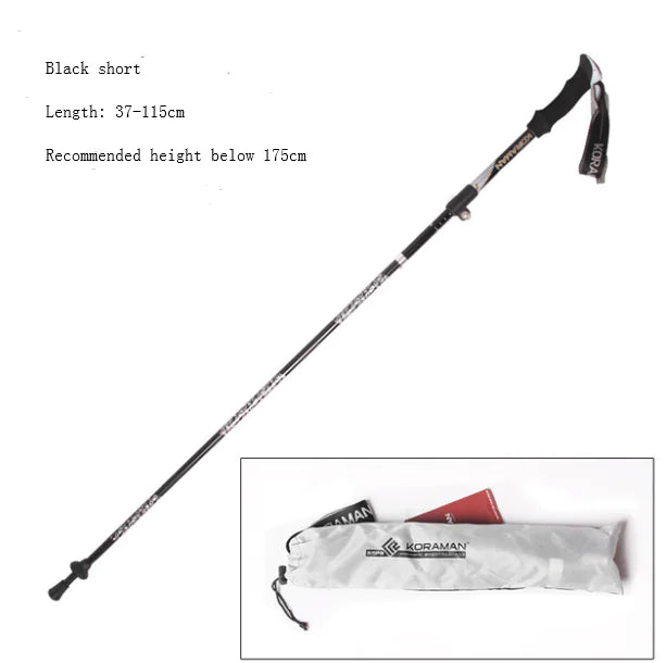KORAMAN Lightweight Carbon Fiber Folding Trekking Poles - Adjustable 35-125cm Hiking Poles | Outdoor Adventure