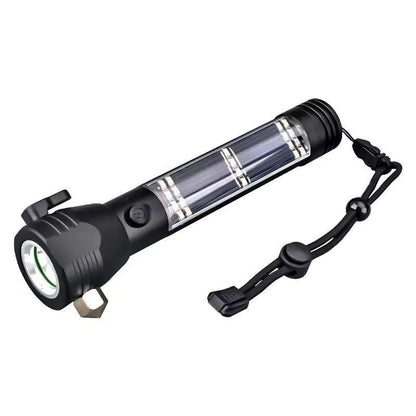 Solar USB Rechargeable LED Flashlight - High-Intensity Outdoor Light with Dual Charging