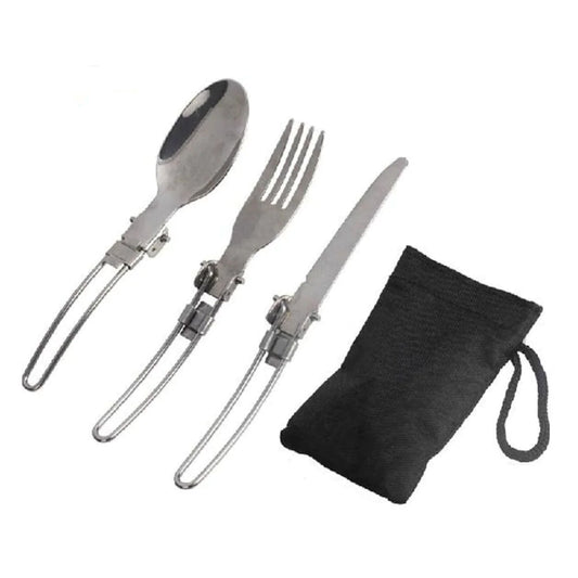 Camping Foldable Cutlery Set - Portable Stainless Steel Utensils for Outdoor Dining | Travel Tableware
