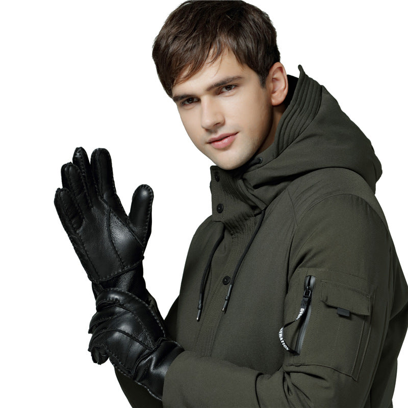 Genuine Leather Gloves - Warm Sheepskin for Men