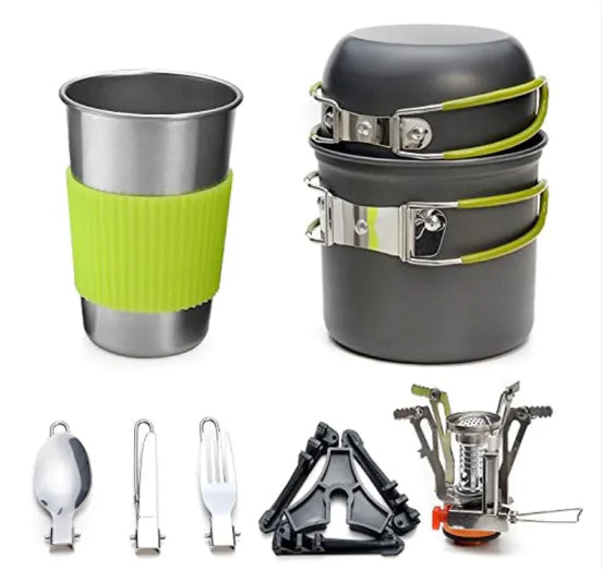 Portable Camping Stove Set - Compact Outdoor Cooking System with Windscreen | Backpacking Gas Stove