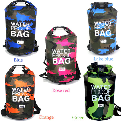 Camouflage PVC Waterproof Dry Bag - Outdoor Waterproof Storage for Camping & Water Sports
