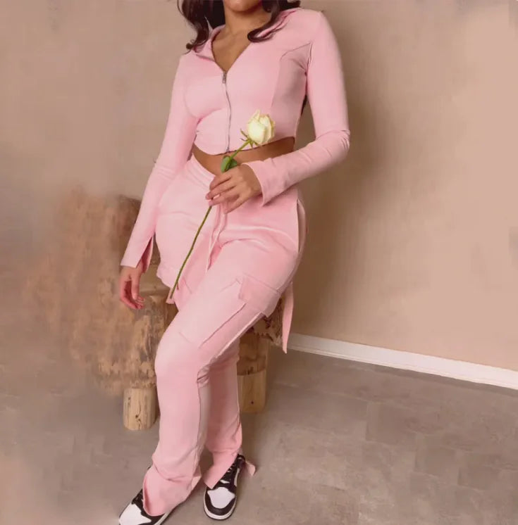 High-Waist Utility Cargo Pants for Women - Wide Leg Multi-Pocket Drawstring Pants