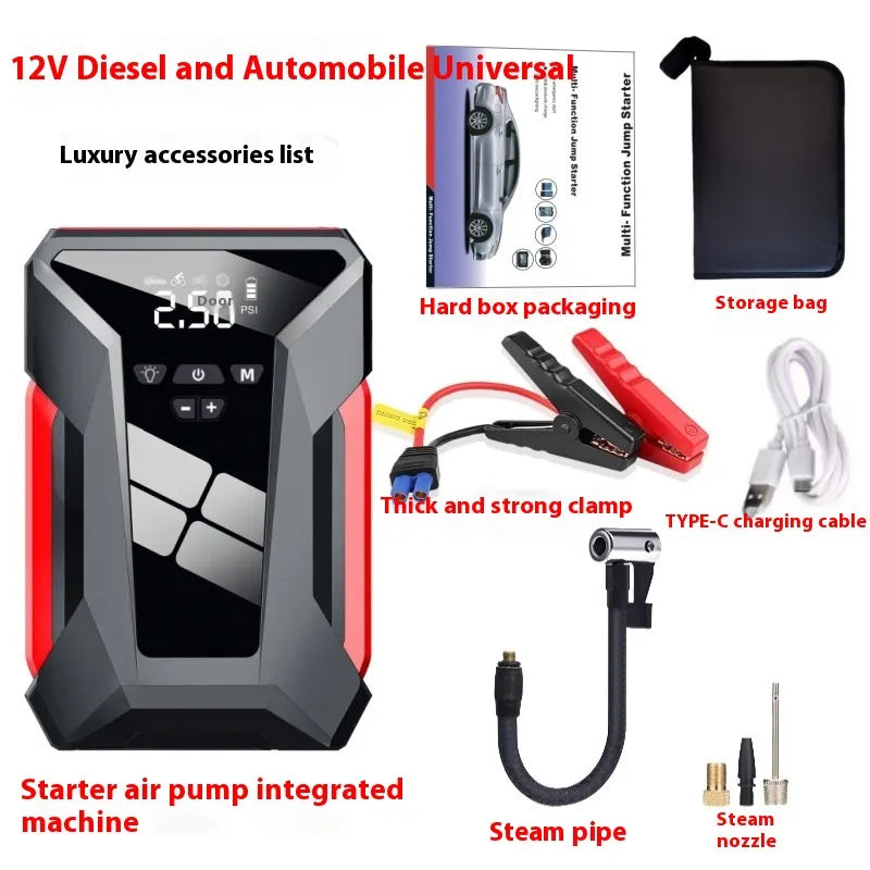 3-in-1 Car Jump Starter Power Bank with Air Compressor