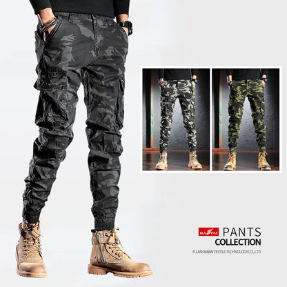 Men's Oversized Camouflage Cargo Pants - Multi-Pocket Outdoor Trousers