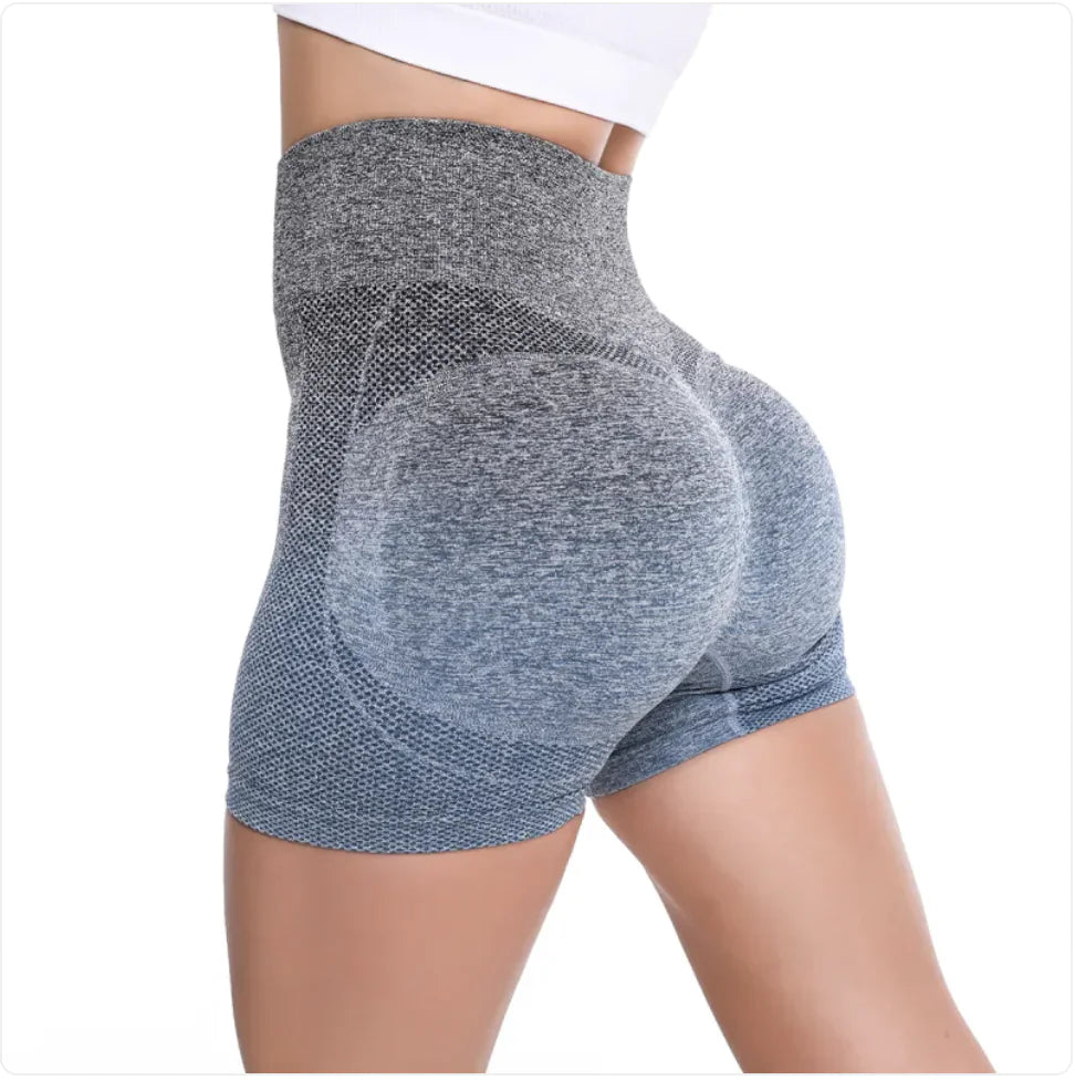 Women's High-Waist Gradient Yoga Shorts - Athletic Workout Shorts | Gym & Fitness