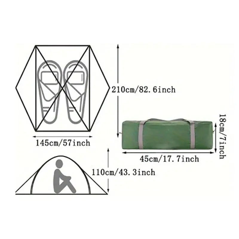 Ultralight 2-Person Waterproof Camping Tent - Double Layer Backpacking Tent with Vestibules