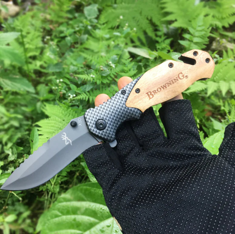 Folding Pocket Knife - Multi-Purpose Outdoor Hunting Knife with Safety Lock