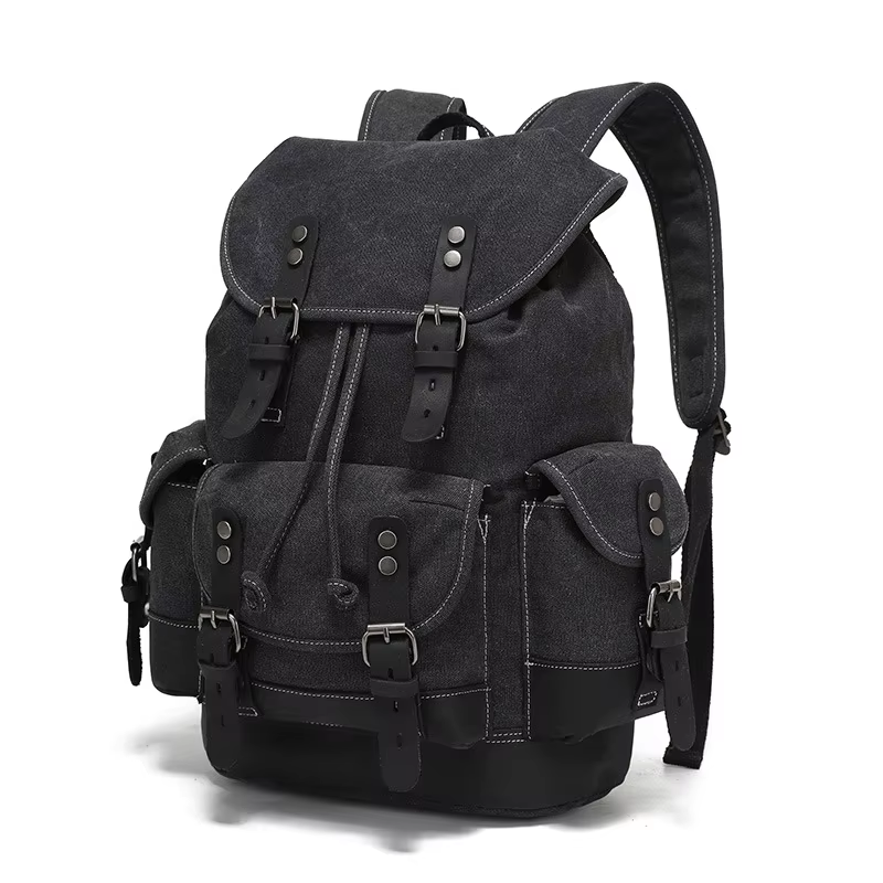 Waxed Canvas Leather Backpack — Retro Heritage Rucksack | Travel & Adventure Pack