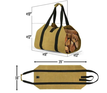 Outdoor Firewood Tote Bag - Durable 600D Oxford Canvas Storage Carrier for Camping & Home