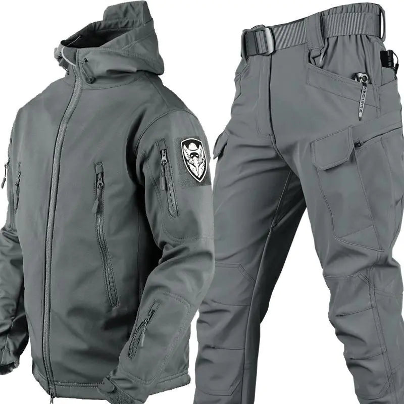 Outdoor Shark Skin Warm Camouflage Jacket and Pants Set - Tactical Softshell Fleece-Lined | Military Style