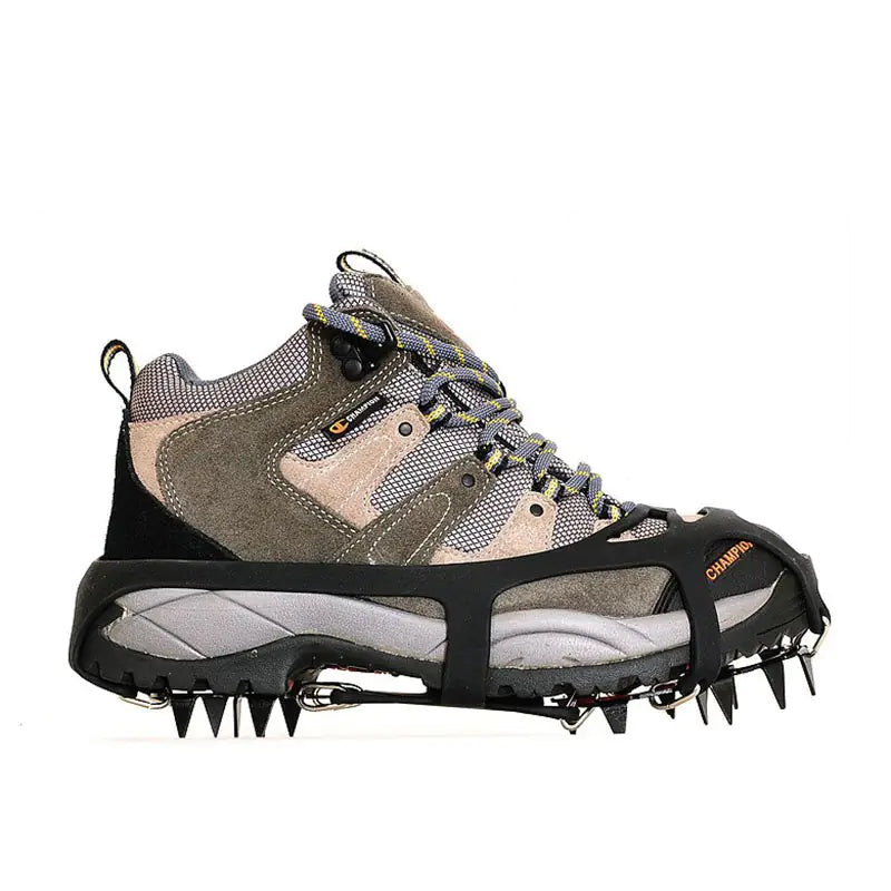 18-Tooth Stainless Steel Ice Crampons for Climbing - Silicone Anti-Slip Traction | M & L