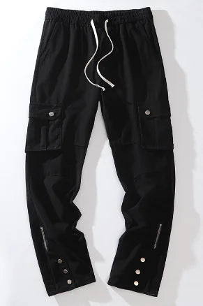 Breasted Slit Cargo Pants with Drawstring Detail