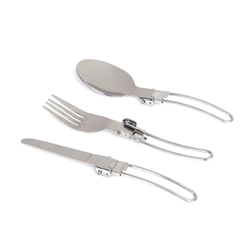 Camping Foldable Cutlery Set - Portable Stainless Steel Utensils for Outdoor Dining | Travel Tableware