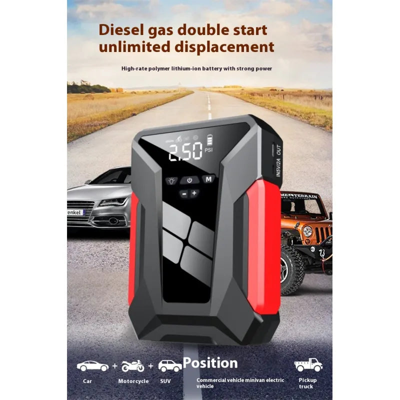 3-in-1 Car Jump Starter Power Bank with Air Compressor