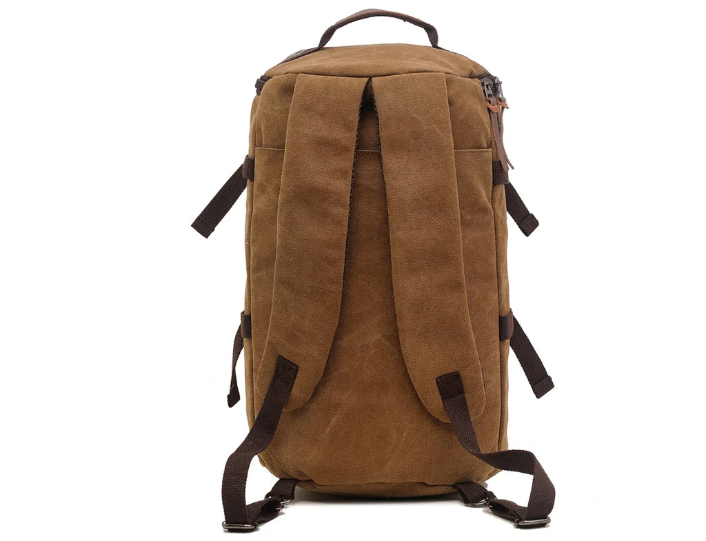 50L Canvas Hiking Backpack - Retro Style Travel Rucksack with Leather Accents | Men's Outdoor Pack